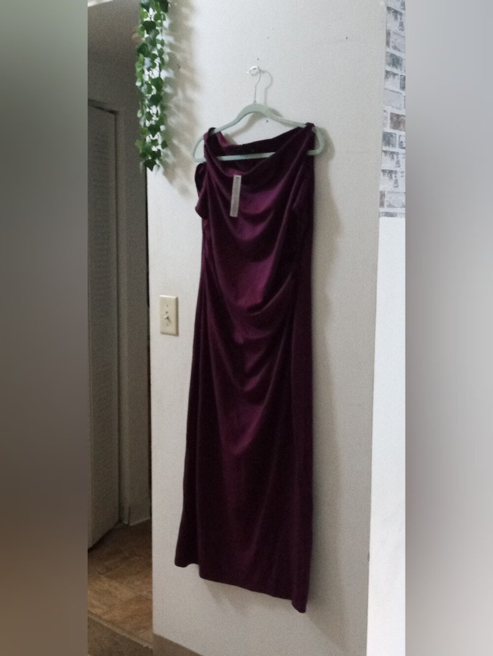ASOS Elegant Draped Velvet Maxi Dress in Wine